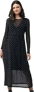 [Ripe] Women's Maternity Long Sleeve Dot Nursing Dress Midi
