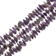 Amethyst Rough Nugget Chips Center Drill Points Beads Approx 8x18mm 15.5" Strand