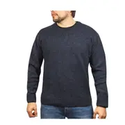 100% Shetland Ragg Wool V Neck Knit Jumper Pullover Mens Sweater Knitted - Navy