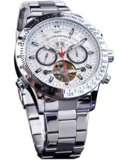 Men Tourbillon Mechanical Self-Wind Watch, Day Date Month Full Calendar, Lumi...