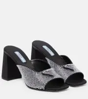 [Prada] Prada Embellished satin sandals AU 5 black