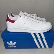 Adidas Kids' STAN SMITH Shoes White/Bold Pink, Size 5.5 (FX7522)