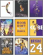 BigWig Kobe Wall Art - Kobe Bryant Gifts, Lakers Posters for Boys Bedroom - Unframed Set of 9 (8x10)