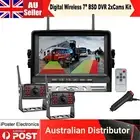 Digital Wireless 7" Monitor Splitscreen 2x Reversing Camera Kit DVR 12V 24V QUAD