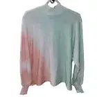 NWT Pink Paparazzi Mock Neck Sweater Pullover Knit Top Mint Peach Size Medium