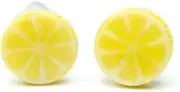 [Miniblings] Lemon Stud Earrings Summer Fruit Fruit Half Enamelled 6 mm Handmade Fashion Jewellery, 6mm, Metal, enamelled