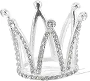 [PACKOVE] Princess Headbands Crown Hair Accessories Small Crystal Rhinestone Crown Mini Hair Comb with Crown Old Queen Wedding Cake Princess Crowns for Children Vintage Baby Hair Crown, Mittel, Silver