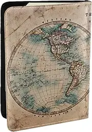 [JEJEA] Old Stained World Map Print Travel Organizer Credit Cards Case Passport BookPassport Holder Cover Wallet forTraveling,, Black, One Size