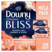 4-Pack Downy Infusions Mega Dryer Sheets, Laundry Fabric Softener, BLISS