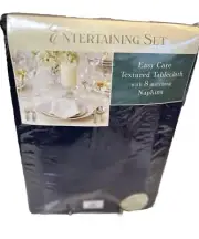 Kohl’s Entertaining Set Textured Tablecloth and 8 Napkins 60" x 102” Oval Navy