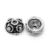 12 Pcs 7X4mm Bali Bead Cap Antique Silver Plated