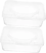 NOLITOY 2Pcs Wipe Dispenser Case with Lid Capacity Tissue Storage Box for Bathroom Easy to Open Wet Wipes Holder Modern Design for Home Use Stylish