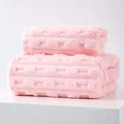 GGP Pink Thickened Coral Fleece Towel Set, Large Bath Towel & Face Towel Combo, Soft & Absorbent Towels For Home Use