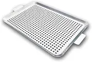 Grill Topper Stainl Steel Grade Grill Pan Non-Stick with Handles Dishwaher Safe BBQ Tool for Fish Veggies Meat Seafood Great Grilling Silver