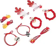 Ipetboom 10pcs Christmas Headband Reindeer Antlers Hair Clips Festive Holiday Season Barrette for Women Scrunchie Glitter Hair Clip Snowflake Festive Barrette