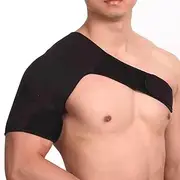 Shoulder Brace Support and Compression Sleeve for Torn Rotator Cuff - Neoprene Shoulder Support for Men & Women - Adjustable Fit Sleeve Wrap, Black,Right-L