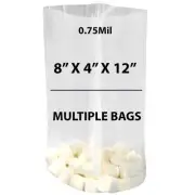 0.75Mil 8" X 4" X 12" | Clear Gusseted Bags, Heat Sealable | Multiple Bags