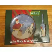 Holiday Ceramic Cake Plate And Server