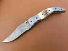 Custom Handmade Damascus Steel Folding Pocket Knife QR-17