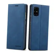 for(4G) Case, Premium PU Leather Cover TPU Bumper with Samsung Galaxy A51 Blue