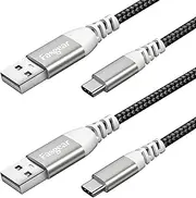 5m USB C Cable for PS5 DualSense Controller, Fasgear 2-Pack Super Long 3A Fast Charging Type-C Cords Durable Nylon Braided Compatible for Switch, Galaxy S20 Ultra/S10 Plus/S9/Note 8 (16ft, Black)