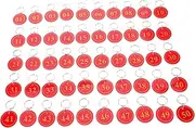 FRCOLOR 50pcs Number Plate Number Keychain Key Label Id Label Tags Key Rings with Tags Metal Locker Acrylic Red