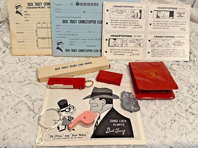 Vintage 1961 Dick Tracy Crimestoppers Club Kit unused NOS Code Maker Badge ++