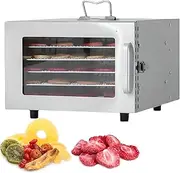Food Dehydrator Machine, 6-Layer Fruit Dehydrator, Mini Fruit Drying Machine 400W, 40-90℃ Adjustable Temperature, 1-24H Timing, Visual Window, 6-Layer Capacity, 360° Heating, for Home Use