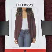 Ella Moss Ladies Long Sleeve Open Collar Cozy Cardigan MEDIUM (M) Zinfandel NWT