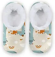 [Caihoyu] House Slippers for Kids Coral Fleece Anti-Skid Sole Spa Slippers House Shoes Bedroom Home Office Travel Yoga