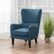 Salerno Dark Blue Fabric high back Wing Chair WingBack ArmChair
