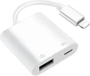 [Apple MFi Certified] USB Camera Adapter for iPhone, Lightning to USB Adapter with Charger, OTG Cable Adapter for iPhone and iPad, Socket Supports USB Flash Drive, Card Reader, Mouse, Keyboard