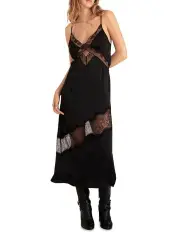 [Belle & Bloom] Heavenly Bodies Lace Slip Dress in Black
