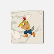 Beaver Lumberjack Animal 4'' X 4'' Square Wooden Coaster