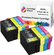 8 Pack (2BK,2C,2M,2Y) Compatible Ink for Epson 252XL for Epson Workforce WF-3620 WF-3640 WF-7610 WF-7620 WF-7710 WF-7720 WF-7725