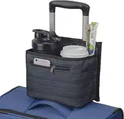 ZHCHG Luggage Travel Cup Holder Attachment for Suitcase Drink Carrier Caddy, Coffee Mug and Tumblers, Traveler Carry on Hands Free Accessory- Gifts Flight Attendants Travelers Accessories gray