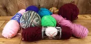 Mixed Lot of BALLS of Yarns Partials -2 POUNDS +-GRANNIE SQUARES KNIT/CROUCHET