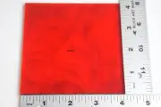 1122.30 - 4" x 4" TRANSPARENT STRIKER RED BULLSEYE 3mm THICK GLASS 90 COE