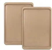 2-Piece Nonstick Bakeware Set, Premium Carbon Steel Oven Baking Sheets, Nonstick Cookie Trays 37x25.5cm, Champagne Gold
