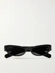 [GUCCI EYEWEAR] GUCCI EYEWEAR - Cat-eye Acetate And Silver-tone Sunglasses - Black - One size One size Black