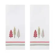 St Nicholas Square Christmas Pattern Trees Bath Hand Towels Set of 2