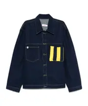 knitted-patch denim jacket S,XL,XS,L,M Black