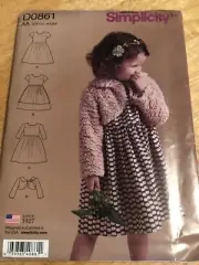 SIMPLICITY #D0861 - GIRLS BOLERO & THREE STYLE DRESS PATTERN ½ -1-2-3 FF