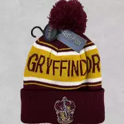 Harry Potter Gryffindor Crest Burgundy Beanie Cap Pom Pom Hat Winter O/S New