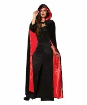 Underwraps Costumes Black & Red Satin Hooded Costume Cape Adults One Size