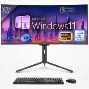 Aio All IN One I3 34 " Curved FHD Windows 11 4gb 240gb Gaming Desktop Editing PC