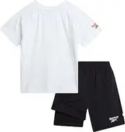 [Reebok] Boys' Active Shorts Set - 2 Pack Performance T-Shirt and Soft Woven Compression Shorts with Pockets (Sizes: 2T-7)