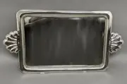 Tray Serving Stainless Steel Rectangle Shell Shape Handles 10.5"Wide 15"Long