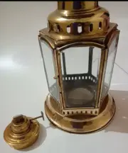 Vintage Home decor Kerosene Oil Lantern Lamp Brass Glass Lantern