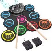 Sboet Electronic Drum Set, 9-Drum Practice Pad with Headphone Jack, Roll-up D